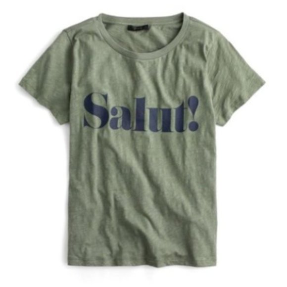 J. Crew Tops - J. Crew Salut Army Green Graphic Tee XS